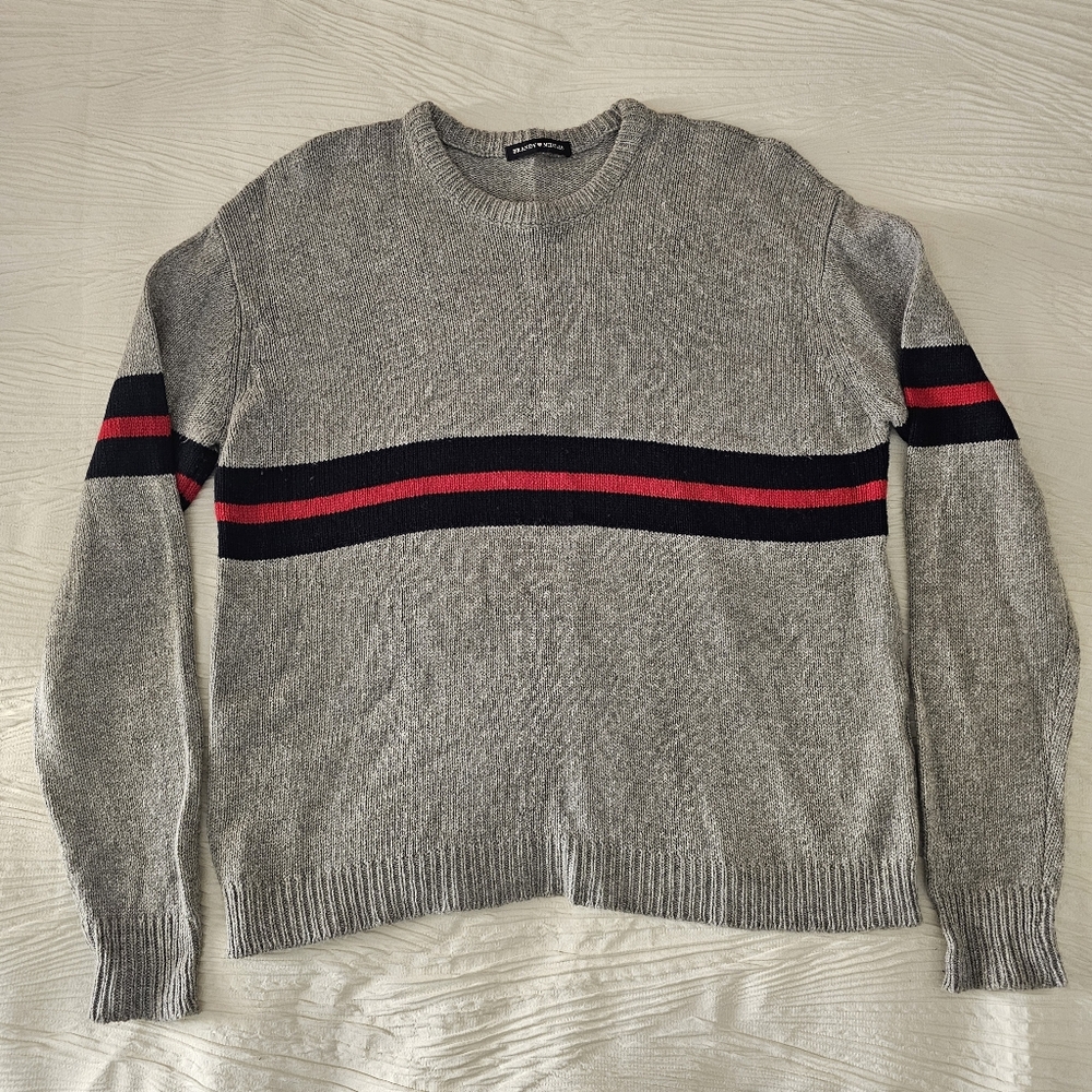Brandy Melville Striped Gray Sweater